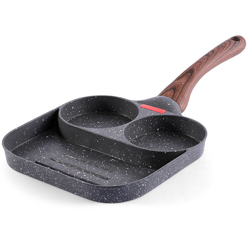 Cross-border Egg Frying Pan Aluminum Maifan Stone Non-stick Four-hole Egg Frying Pan Household Flat Bottom Steak Omelette Hamburger Breakfast Pan