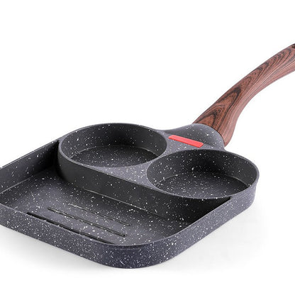 Cross-border Egg Frying Pan Aluminum Maifan Stone Non-stick Four-hole Egg Frying Pan Household Flat Bottom Steak Omelette Hamburger Breakfast Pan