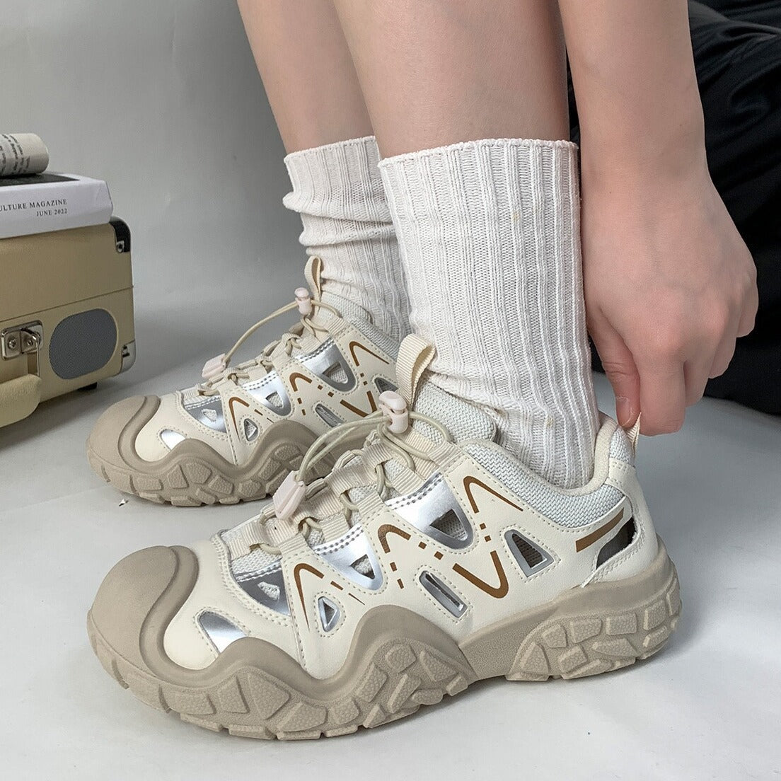 Fashion Outdoor Hollow Casual Shoes Women's 2024 Summer New Ugly Cute Shoes Running sneaker Mountaineering Shoes Torre Shoes