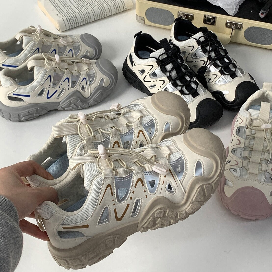 Fashion Outdoor Hollow Casual Shoes Women's 2024 Summer New Ugly Cute Shoes Running sneaker Mountaineering Shoes Torre Shoes