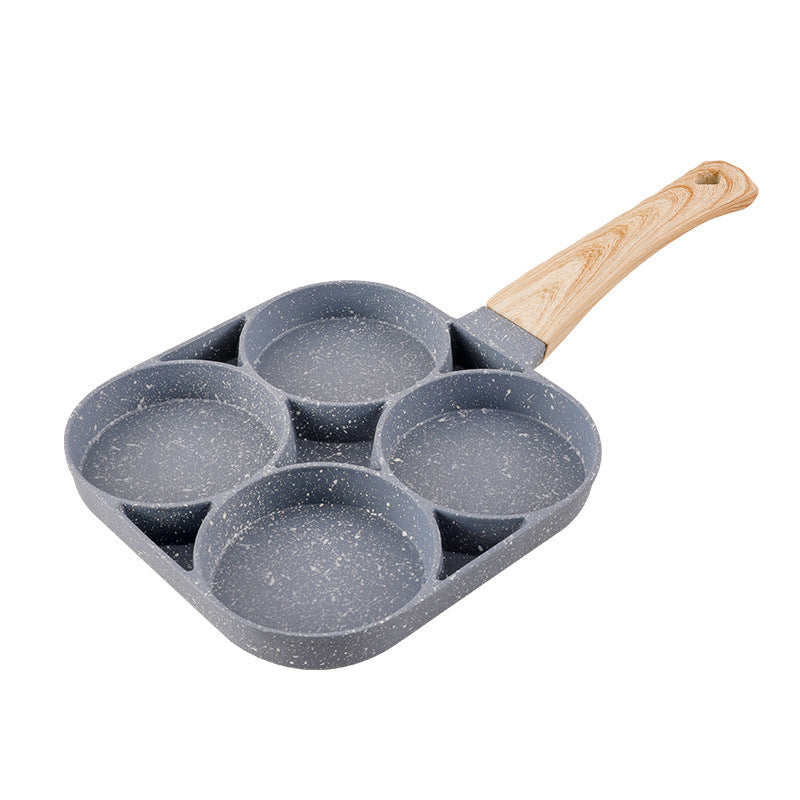 Cross-border Egg Frying Pan Aluminum Maifan Stone Non-stick Four-hole Egg Frying Pan Household Flat Bottom Steak Omelette Hamburger Breakfast Pan