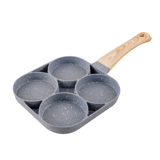 Cross-border Egg Frying Pan Aluminum Maifan Stone Non-stick Four-hole Egg Frying Pan Household Flat Bottom Steak Omelette Hamburger Breakfast Pan