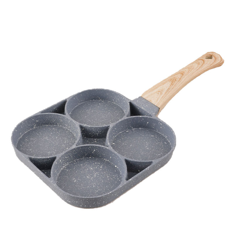 Cross-border Egg Frying Pan Aluminum Maifan Stone Non-stick Four-hole Egg Frying Pan Household Flat Bottom Steak Omelette Hamburger Breakfast Pan