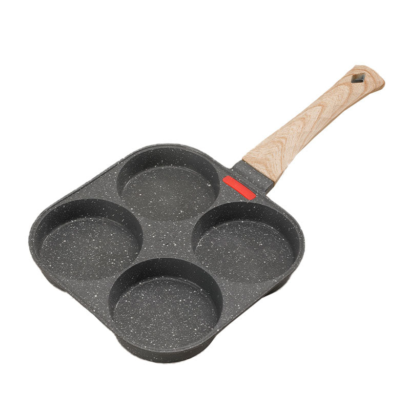 Cross-border Egg Frying Pan Aluminum Maifan Stone Non-stick Four-hole Egg Frying Pan Household Flat Bottom Steak Omelette Hamburger Breakfast Pan